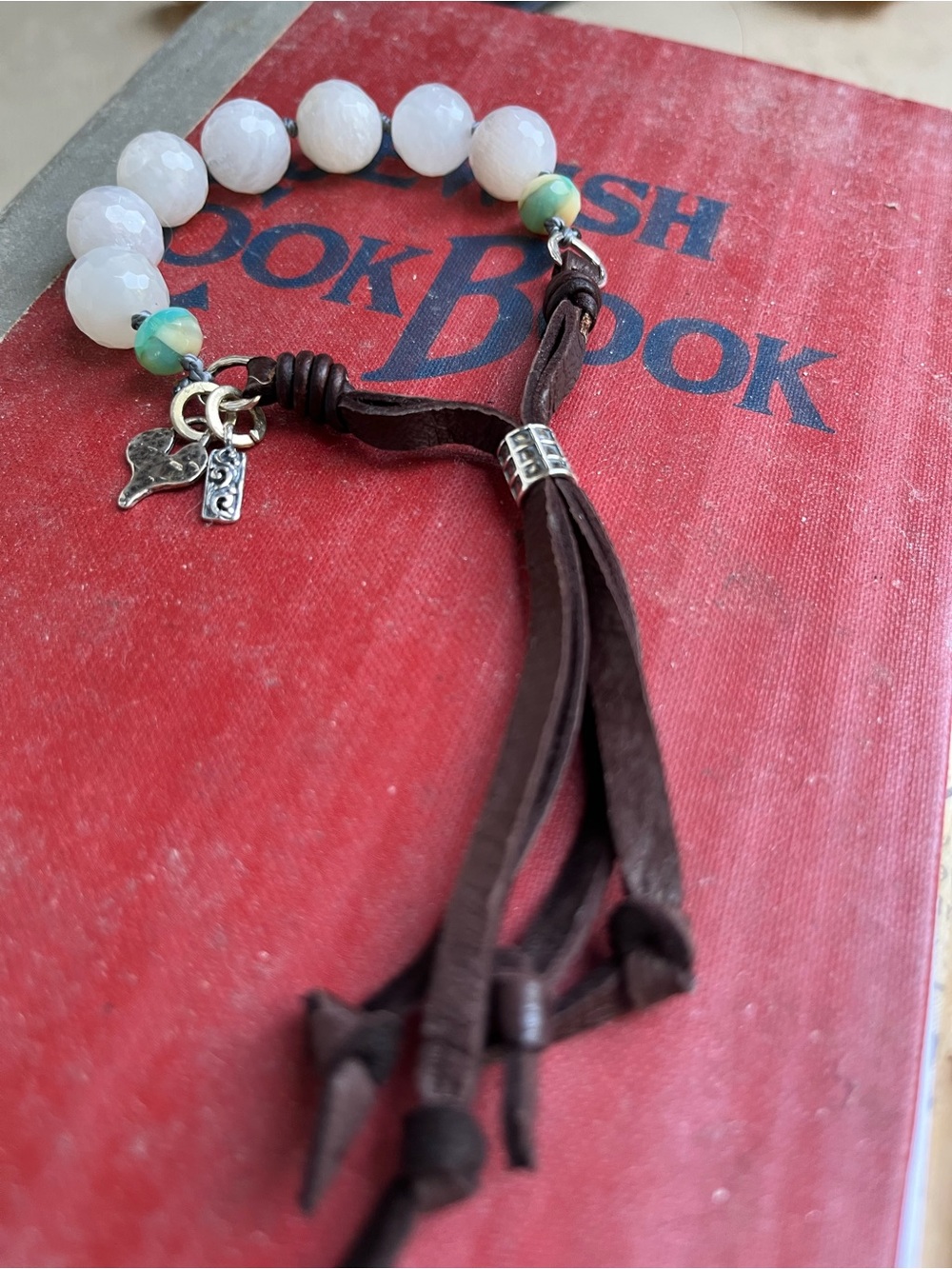 Handmade one of a kind, designs. Moonstone Beads and Brown Tassel Bracelets